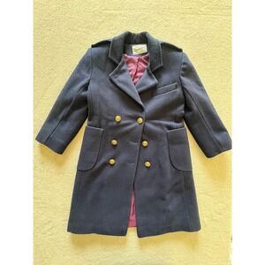 Rothschild Vintage Navy Wool Blend Double Breasted Coat Gold Buttons USA Size 8